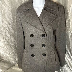Elegant Women's Charcoal Pea Coat
